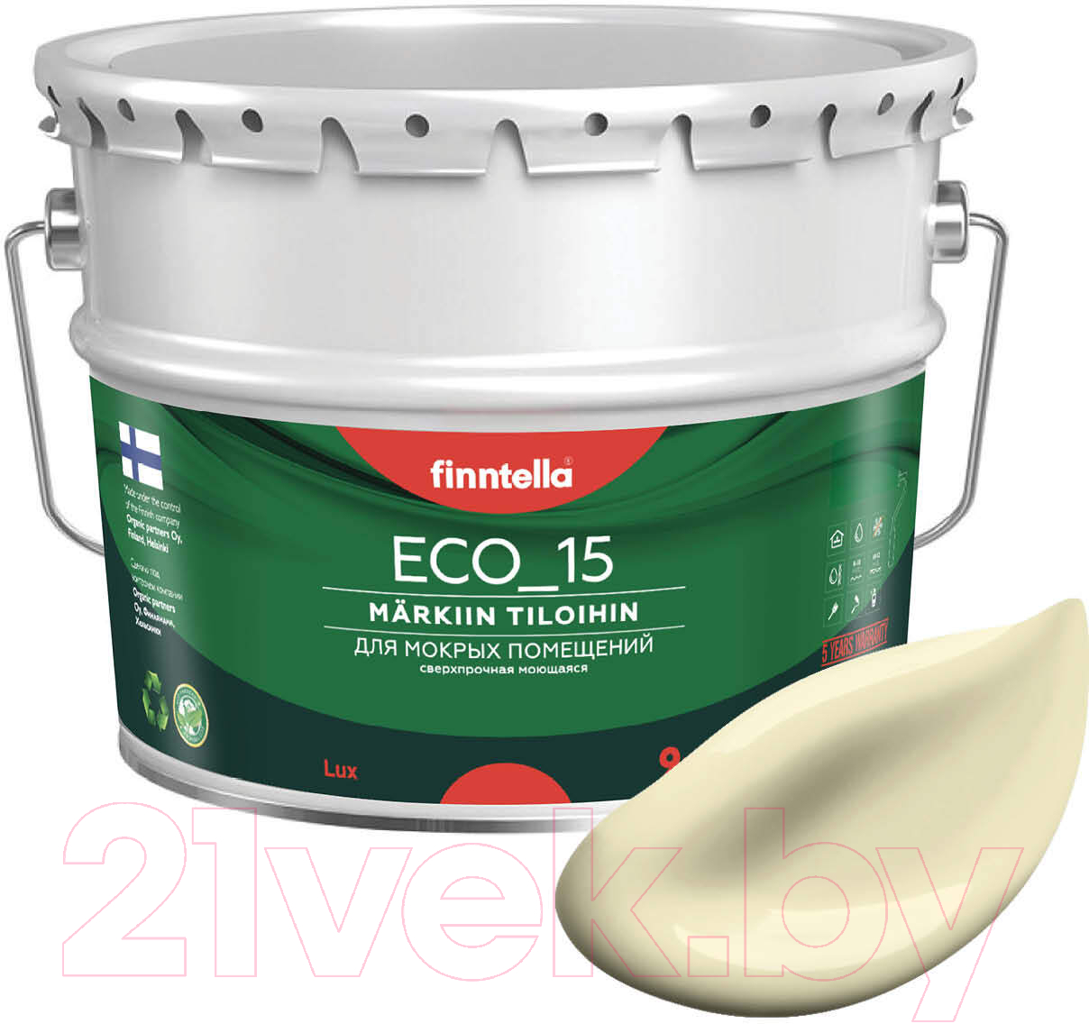 Краска Finntella Eco 15 Ivory / F-10-1-9-FL120 (9л, светло-желтый)