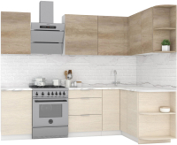 Готовая кухня Интермебель Микс Топ-18 2x1.7м правая (дуб каньон/вудлайн кремовый/венато) - 