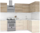 Готовая кухня Интермебель Микс Топ-25 2x1.52м правая (дуб каньон/вудлайн кремовый/венато) - 