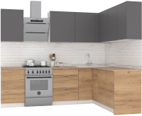 Готовая кухня Интермебель Микс Топ-28 2x1.72м правая (графит серый/дуб крафт золотой/дуб крафт золотой) - 
