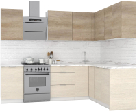 Готовая кухня Интермебель Микс Топ-28 2x1.72м правая (дуб каньон/вудлайн кремовый/венато) - 