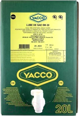 Моторное масло Yacco Lube DE 5W30 (20л)