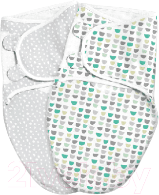Набор пеленок-коконов детских Summer Infant Swaddleme 58763 (S/M, серый/зеленые точки)