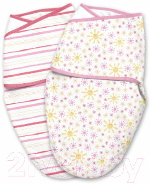 Набор пеленок-коконов детских Summer Infant Swaddleme 58793 (S/M, розовые/желтые полоски)