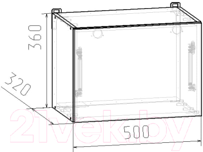 Шкаф навесной для кухни Интермебель Микс Топ 360-1-500 50см (графит)