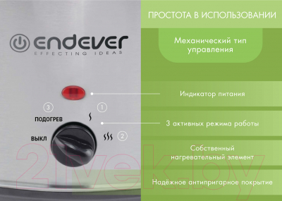Медленноварка Endever Vita-113 (серый/стальной)