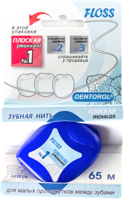 Зубная нить Dentorol N1 Плоская тонкая (65м)