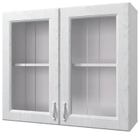 Шкаф навесной для кухни Горизонт Мебель Принцесса 80 с витриной (арктик) - 