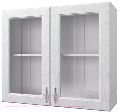 Шкаф навесной для кухни Горизонт Мебель Принцесса 80 с витриной (арктик)
