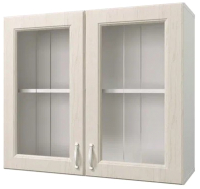 Шкаф навесной для кухни Горизонт Мебель Принцесса 80 с витриной (бежевый) -