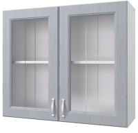 Шкаф навесной для кухни Горизонт Мебель Принцесса 80 с витриной (серый) - 