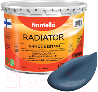 Краска Finntella Radiator Bondii / F-19-1-3-FL004 (2.7л, лазурно-серый)