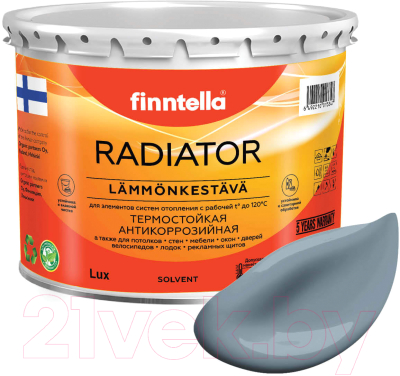 Краска Finntella Radiator Harmaa / F-19-1-3-FL005 (2.7л, серо-голубой)