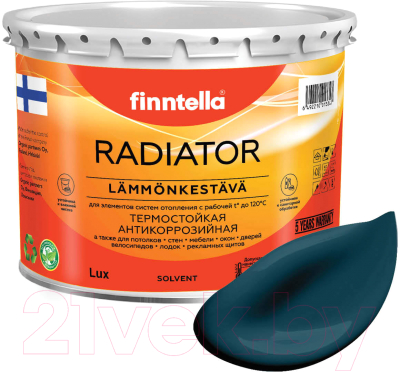 Краска Finntella Radiator Valtameri / F-19-1-3-FL010 (2.7л, темно-бирюзовый)