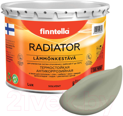 Краска Finntella Radiator Suojaa / F-19-1-3-FL024 (2.7л, серо-зеленый)