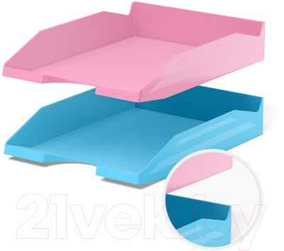 Набор лотков для бумаг Erich Krause Office Pastel / 55546 (розовый/голубой)