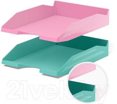 Набор лотков для бумаг Erich Krause Office Pastel Mint / 55881 (мятный/розовый)