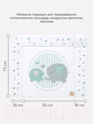 Пеленальный матрас Топотушки Слоники 92x73 (бирюзовый)