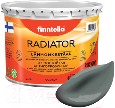 Краска Finntella Radiator Salvia / F-19-1-3-FL051 (2.7л, серо-зеленый)