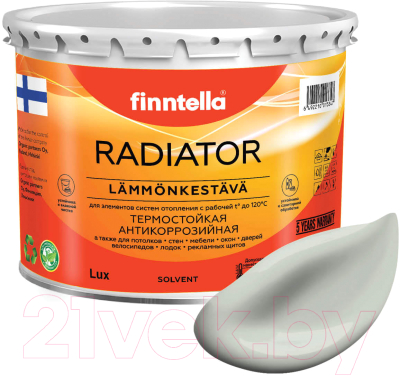 Краска Finntella Radiator Kanarian / F-19-1-3-FL054 (2.7л, светло серо-зеленый)