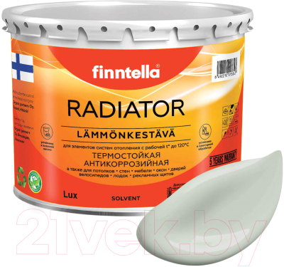 Краска Finntella Radiator Akaatti / F-19-1-3-FL057 (2.7л, светло серо-зеленый)