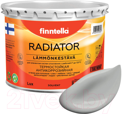 Краска Finntella Radiator Joki / F-19-1-3-FL060 (2.7л, серый)