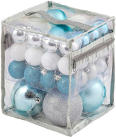 Набор елочных игрушек Феникс-Презент Ассорти голубое / 81053 (33шт, голубой/серебристый) - 