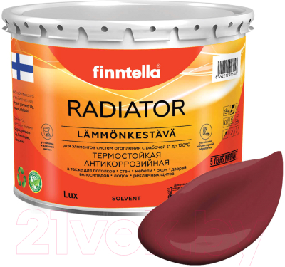 Краска Finntella Radiator Viininpu / F-19-1-3-FL130 (2.7л, финский бордовый)