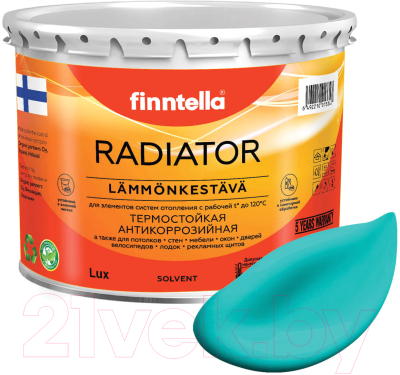 Краска Finntella Radiator Akvamariini / F-19-1-3-FL133 (2.7л, бирюзовый)