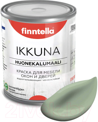 Краска Finntella Ikkuna Pastellivihrea / F-34-1-1-FL042 (900мл, светло-зеленый хаки, матовый)