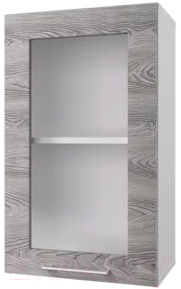 Шкаф навесной для кухни Горизонт Мебель Полонез 40 с витриной (ясень рикон)