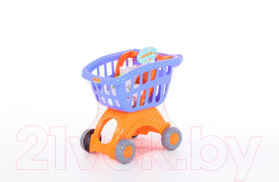 Тележка игрушечная Полесье Мини с набором продуктов №14 / 71385 (в сеточке)