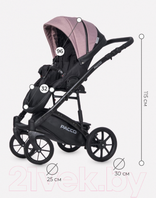Детская универсальная коляска Riko Basic Pacco 3 в 1 (02/розовый/черный)