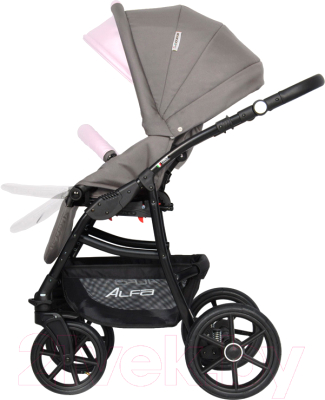 Детская универсальная коляска Riko Alfa Ecco 2 в 1 (09/серый/розовый)