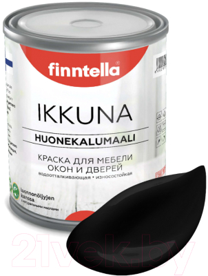 Краска Finntella Ikkuna Musta / F-34-1-1-FL135 (900мл, черный, матовый)