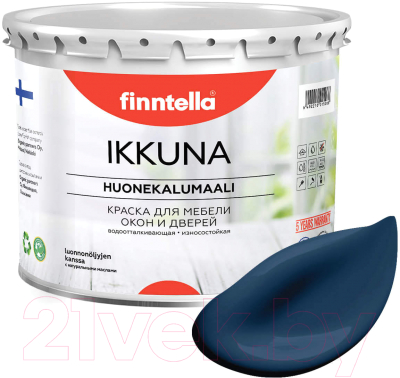 Краска Finntella Ikkuna Keskiyo / F-34-1-3-FL002 (2.7л, темно-синий, матовый)