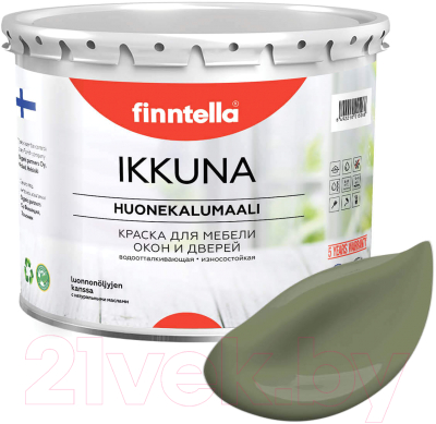 Краска Finntella Ikkuna Oliivi / F-34-1-3-FL021 (2.7л, темно-зеленый, матовый)