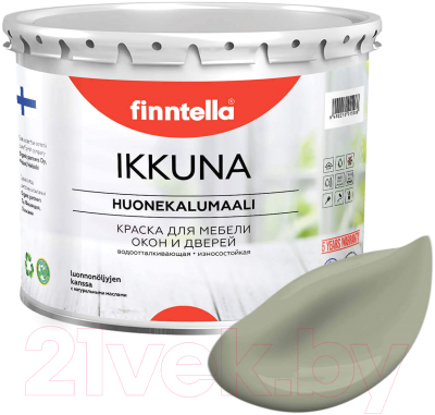 Краска Finntella Ikkuna Suojaa / F-34-1-3-FL024 (2.7л, серо-зеленый, матовый)