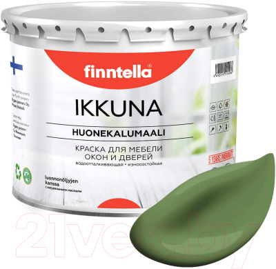 Краска Finntella Ikkuna Vihrea / F-34-1-3-FL025 (2.7л, зеленый, матовый)