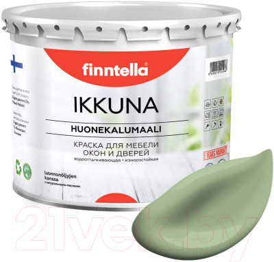 Краска Finntella Ikkuna Sypressi / F-34-1-3-FL026 (2.7л, светло-зеленый, матовый)
