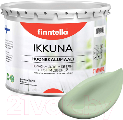 Краска Finntella Ikkuna Omena / F-34-1-3-FL027 (2.7л, светло-зеленый, матовый)
