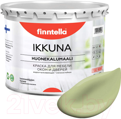 Краска Finntella Ikkuna Vihrea Tee / F-34-1-3-FL033 (2.7л, пастельно-зеленый, матовый)