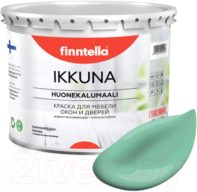 Краска Finntella Ikkuna Viilea / F-34-1-3-FL037 (2.7л, светло-бирюзовый, матовый)