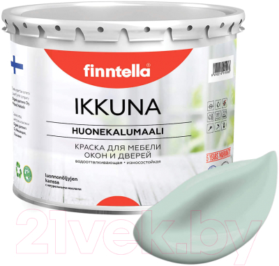 Краска Finntella Ikkuna Paistaa / F-34-1-3-FL038 (2.7л, бледно-бирюзовый, матовый)