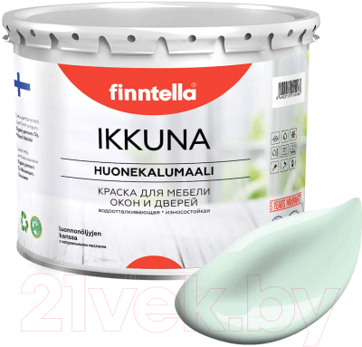 Краска Finntella Ikkuna Lintu / F-34-1-3-FL040 (2.7л, бледно-бирюзовый, матовый)