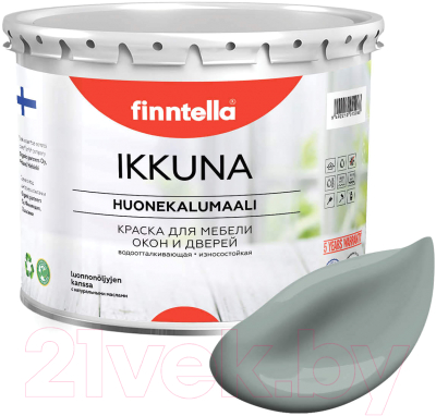 Краска Finntella Ikkuna Sammal / F-34-1-3-FL052 (2.7л, серо-зеленый, матовый)