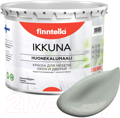 Краска Finntella Ikkuna Poly / F-34-1-3-FL053 (2.7л, серо-зеленый, матовый)