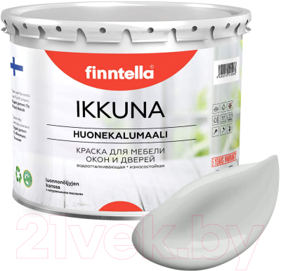 Краска Finntella Ikkuna Tuhka / F-34-1-3-FL063 (2.7л, светло-серый, матовый)