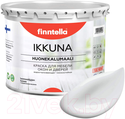 Краска Finntella Ikkuna Platinum / F-34-1-3-FL064 (2.7л, бело-серый, матовый)