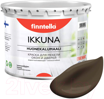 Краска Finntella Ikkuna Suklaa / F-34-1-3-FL072 (2.7л, коричневый, матовый)